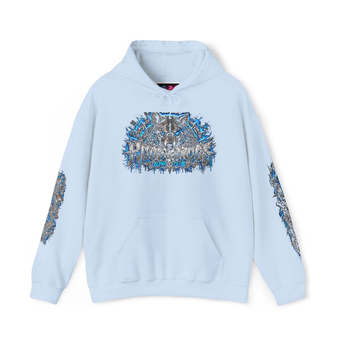 Wolf Alpha Club Hoodie – Hugs & Drugs Unisex Wolf Graphic Sweatshirt | Edgy Streetwear