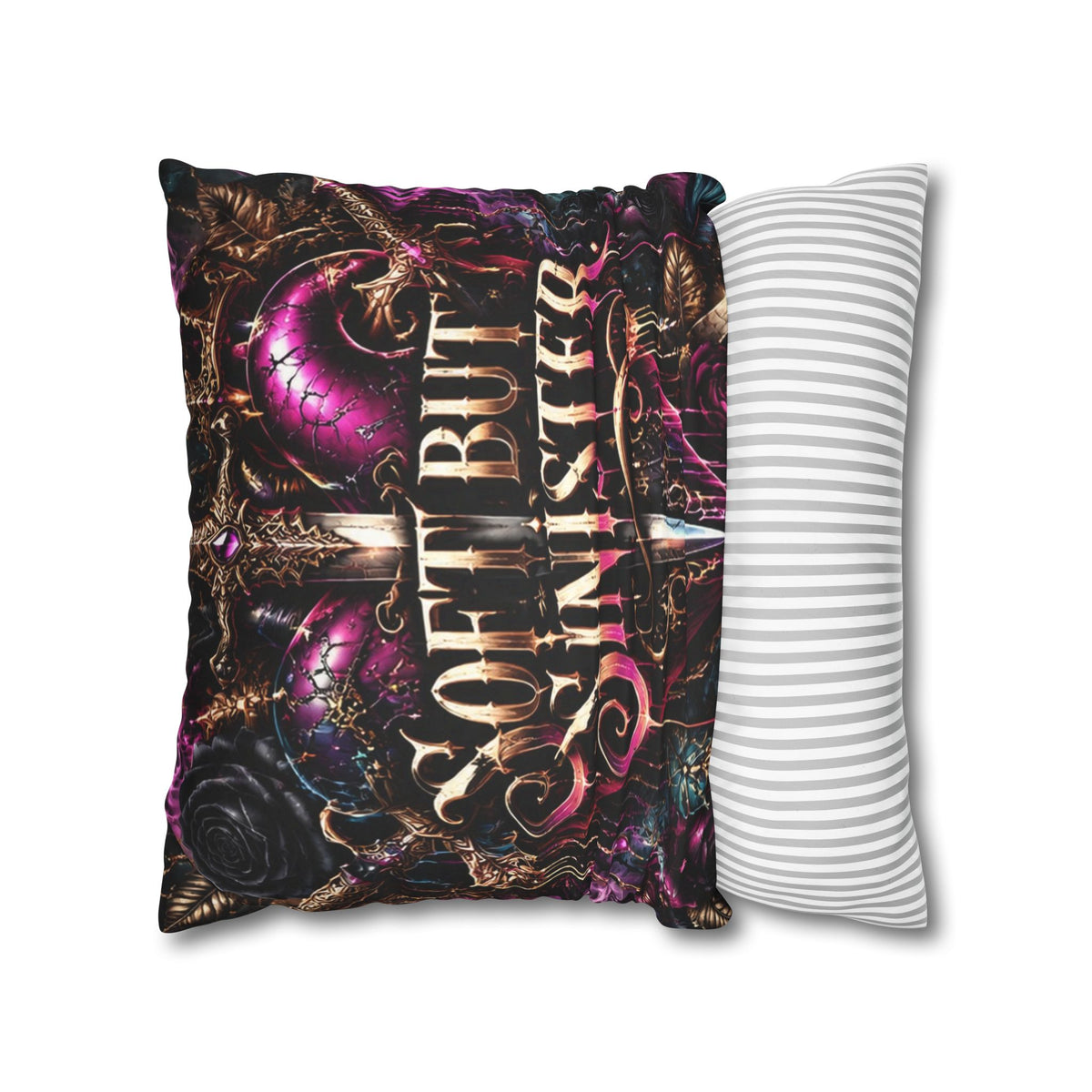 Soft But Sinister Gothic Throw Pillow Cover | Dark Fantasy Decor | Hugs & Drugs