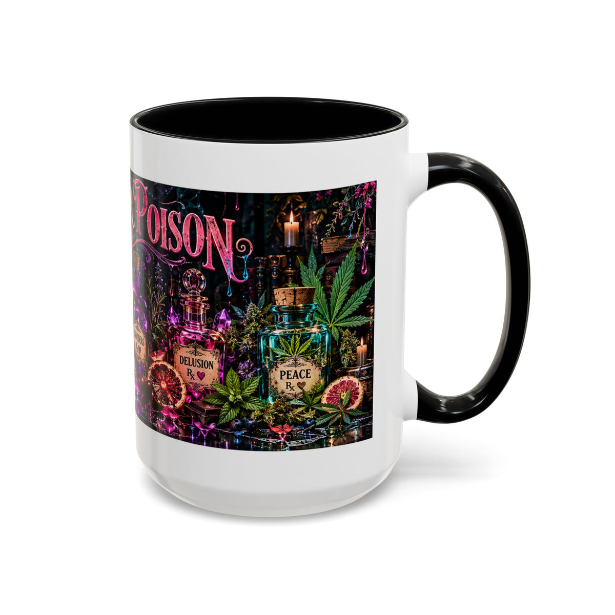Pick Your Poison Coffee Mug | Gothic Apothecary & Psychedelic Mushroom Art | 11oz & 15oz
