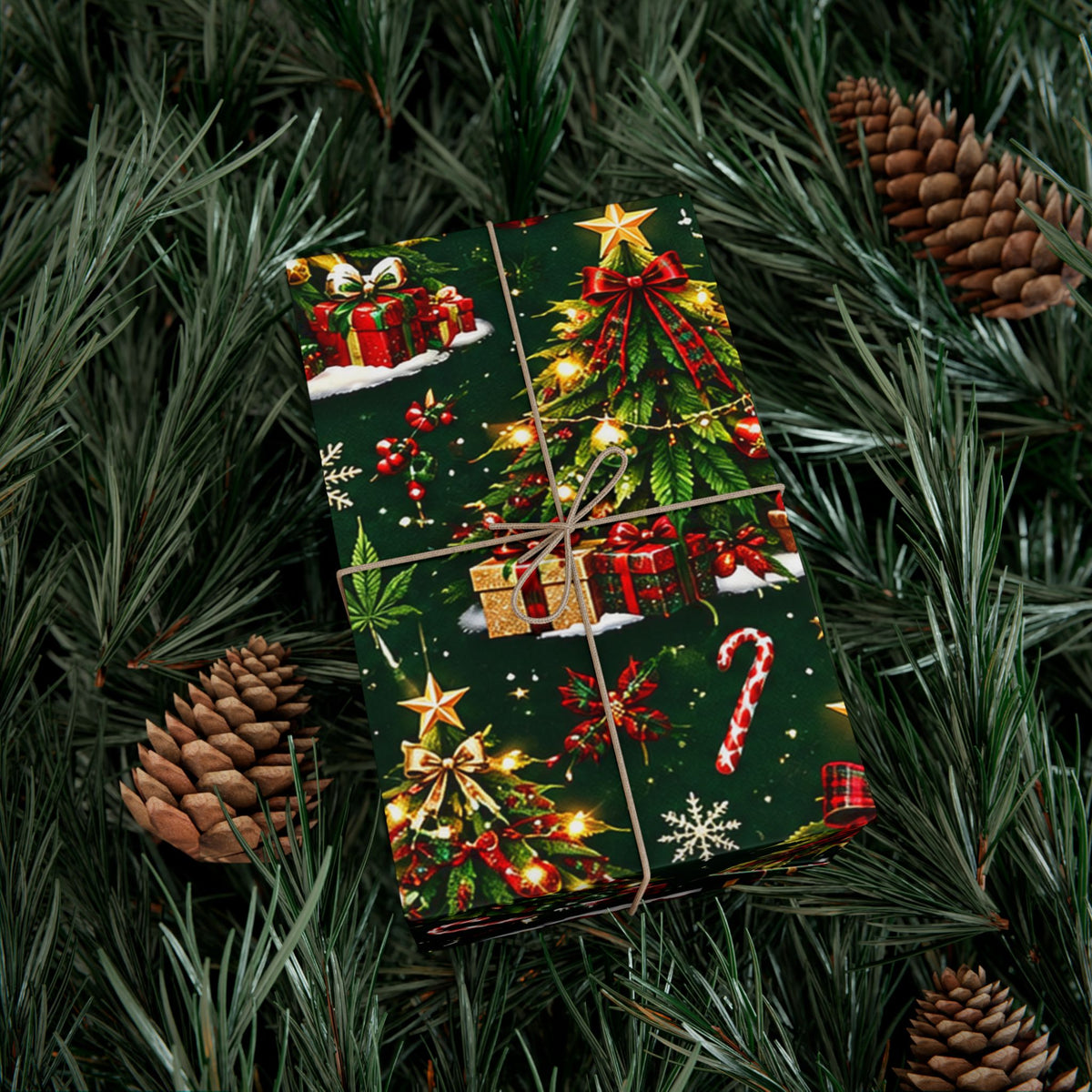 Hugs & Drugs Herb Christmas Tree Gift Wrap 🎄🌿