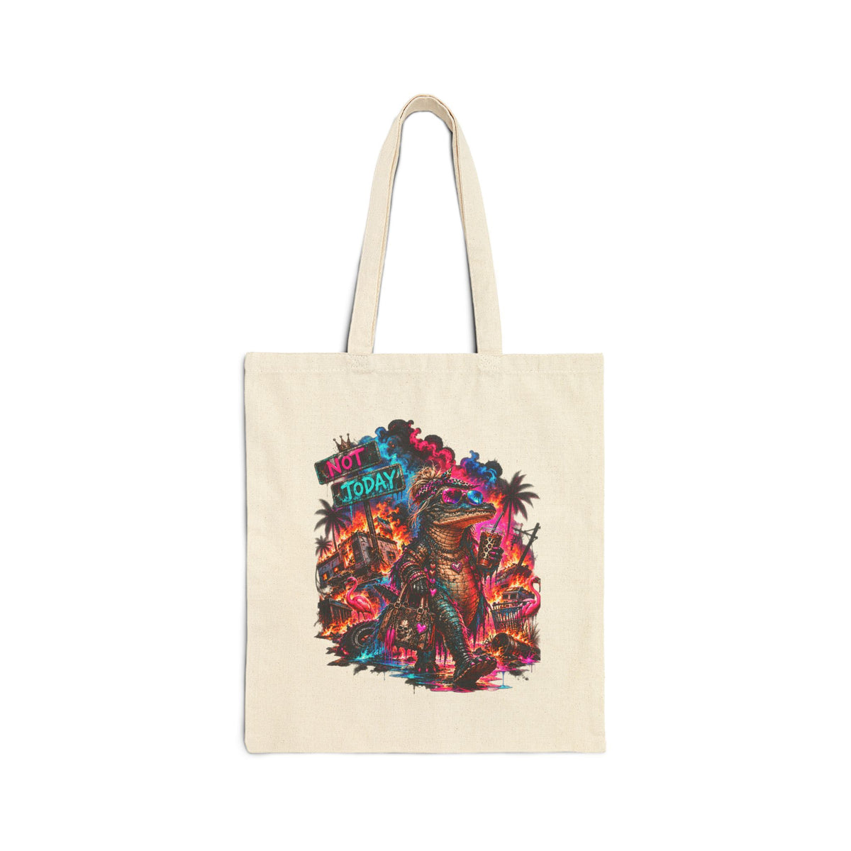 Florida State of Mind Alligator Tote Bag | Colorful Florida Gator Canvas Shopping Bag