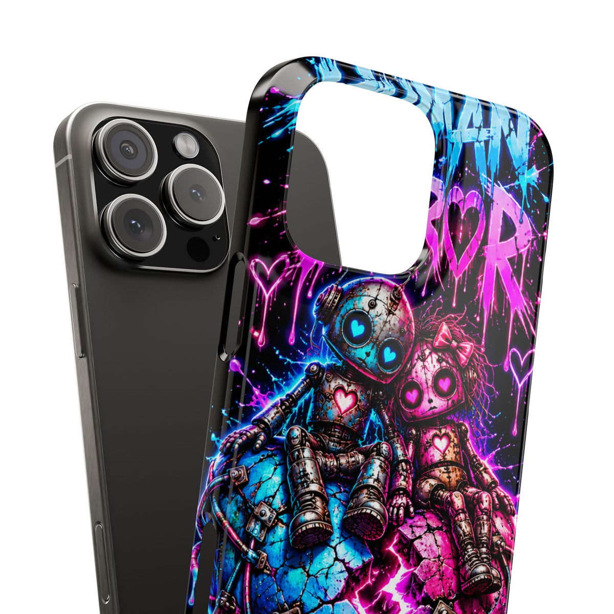 Human Error – Working As Intended Slim iPhone Case | Neon Robot Graphic Phone Cover