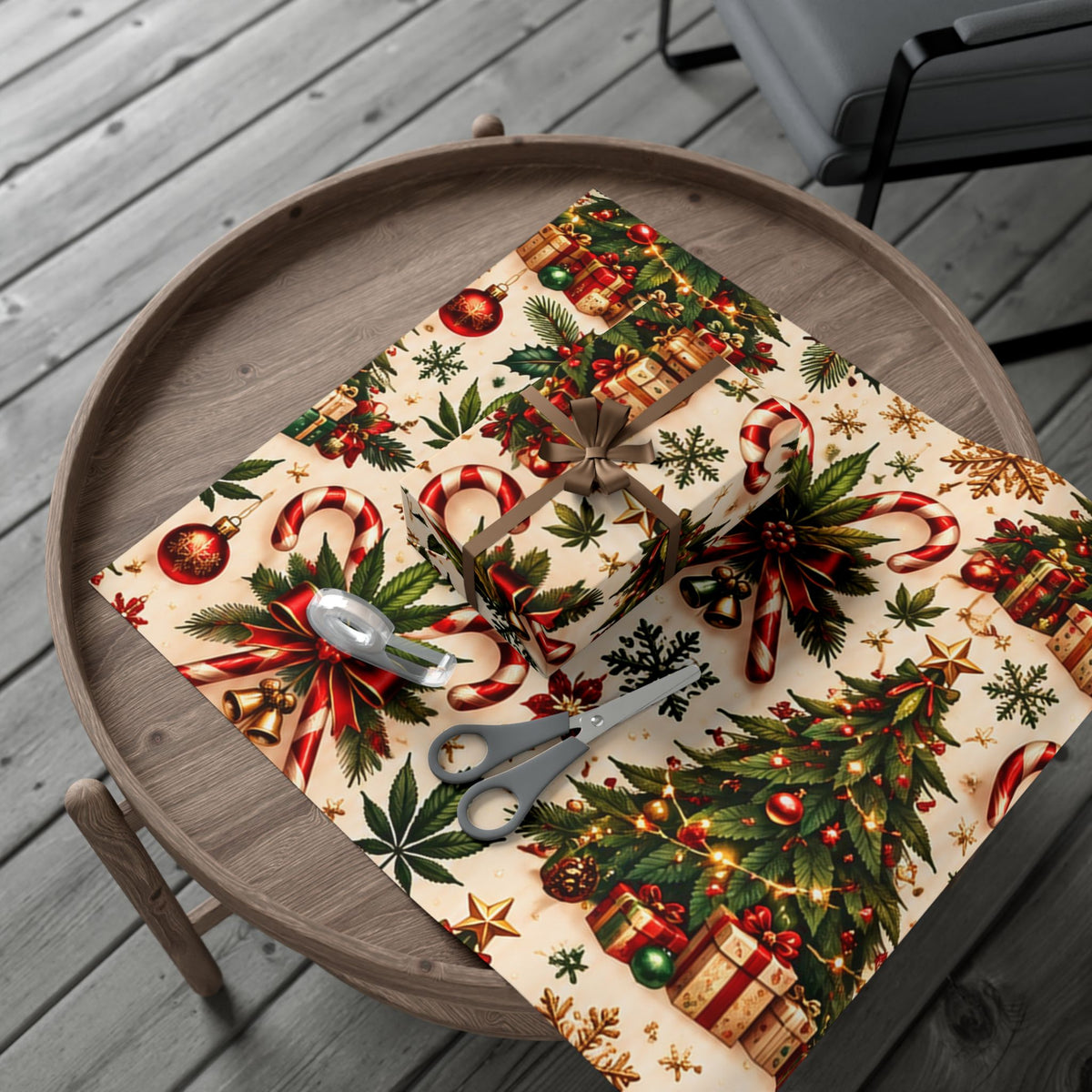 Candy Cane Cannabis Christmas Gift Wrap 🎄🌿