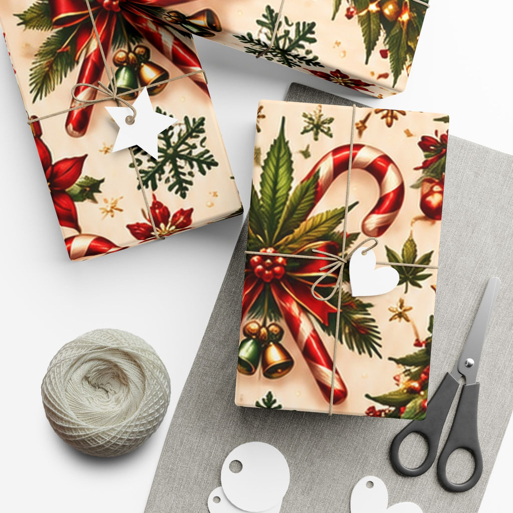 Candy Cane Cannabis Christmas Gift Wrap 🎄🌿