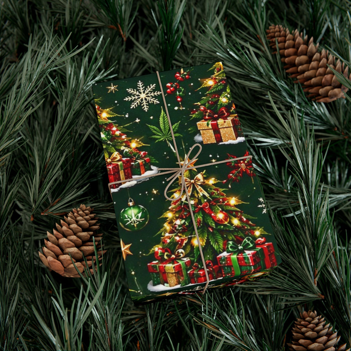 Hugs & Drugs Herb Christmas Tree Gift Wrap 🎄🌿