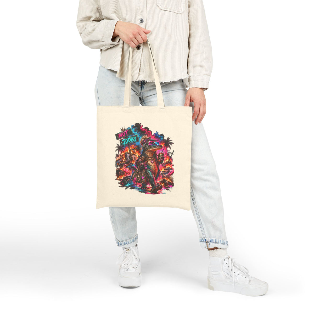 Florida State of Mind Alligator Tote Bag | Colorful Florida Gator Canvas Shopping Bag