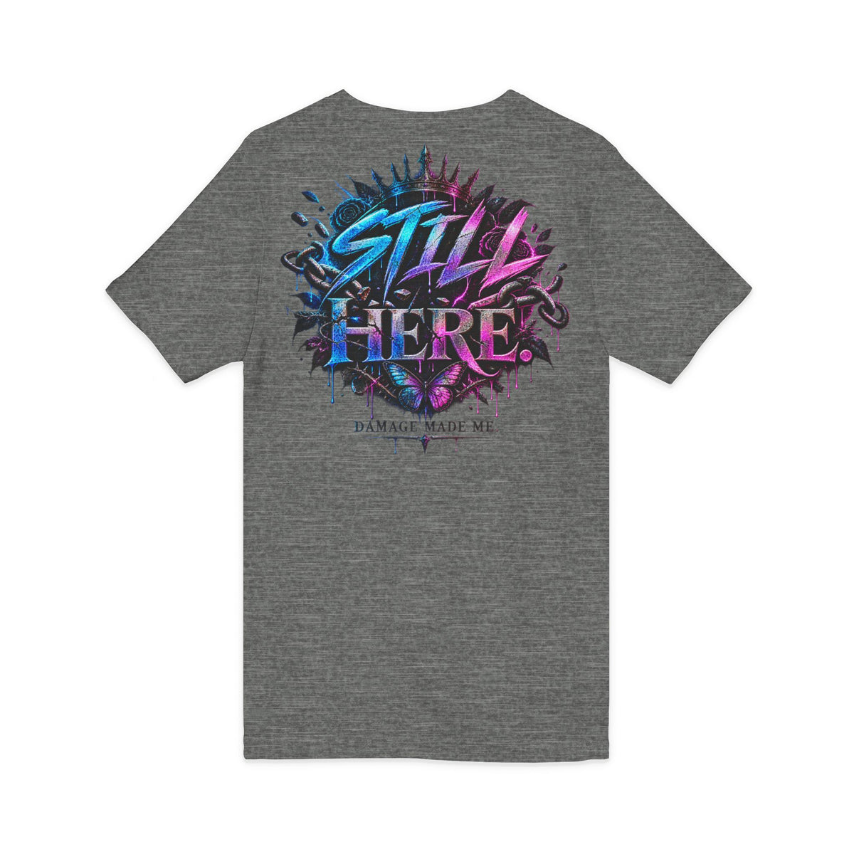 Damage Made Me Still Savage V-Neck T-Shirt | Still Here Graphic Tee | Resilience Streetwear