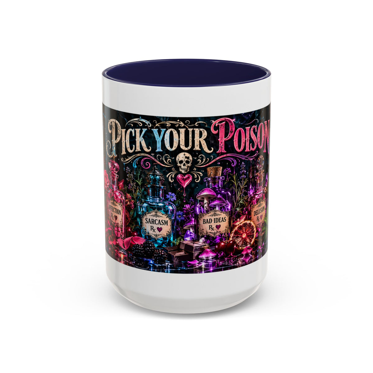 Pick Your Poison Coffee Mug | Gothic Apothecary & Psychedelic Mushroom Art | 11oz & 15oz