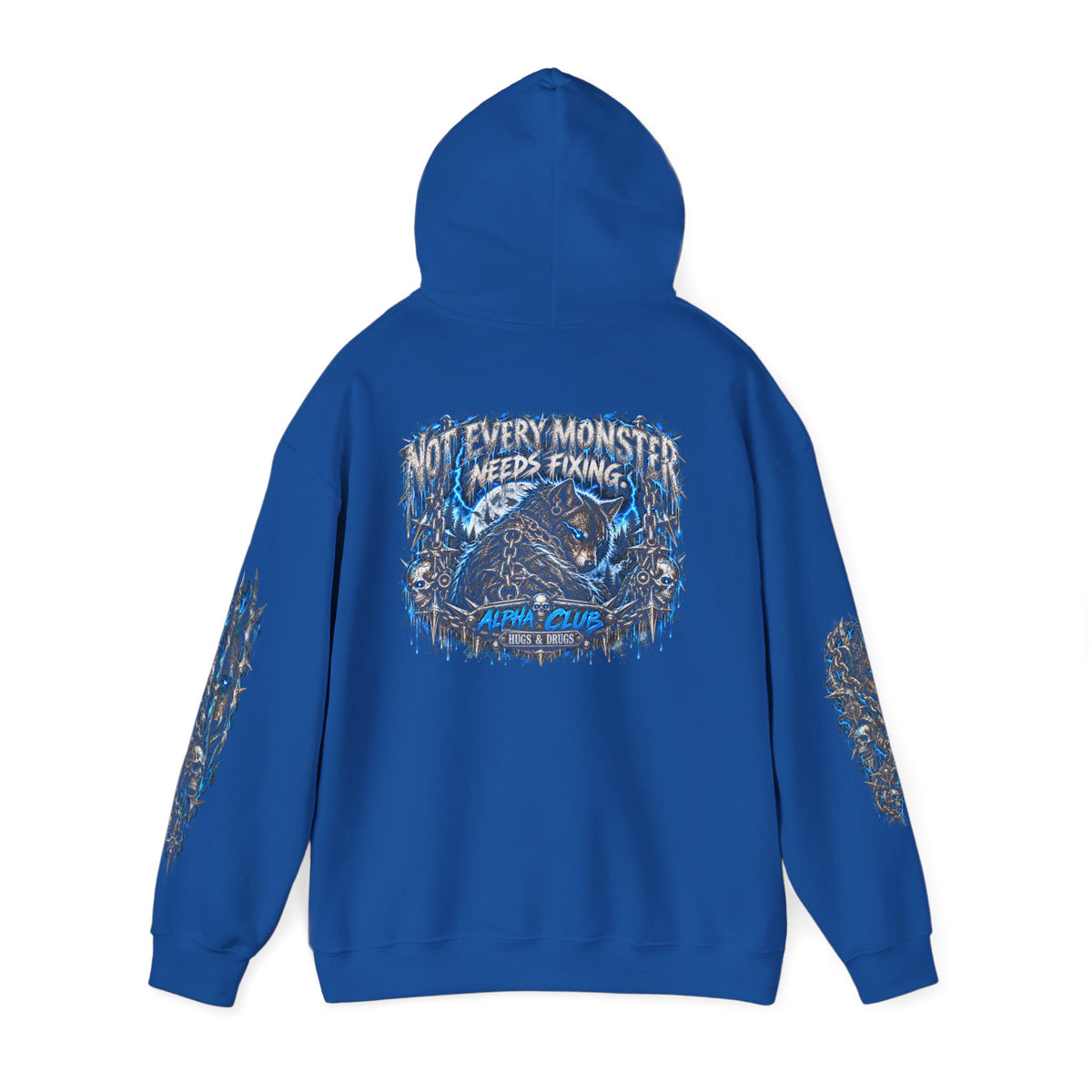 Wolf Alpha Club Hoodie – Hugs & Drugs Unisex Wolf Graphic Sweatshirt | Edgy Streetwear