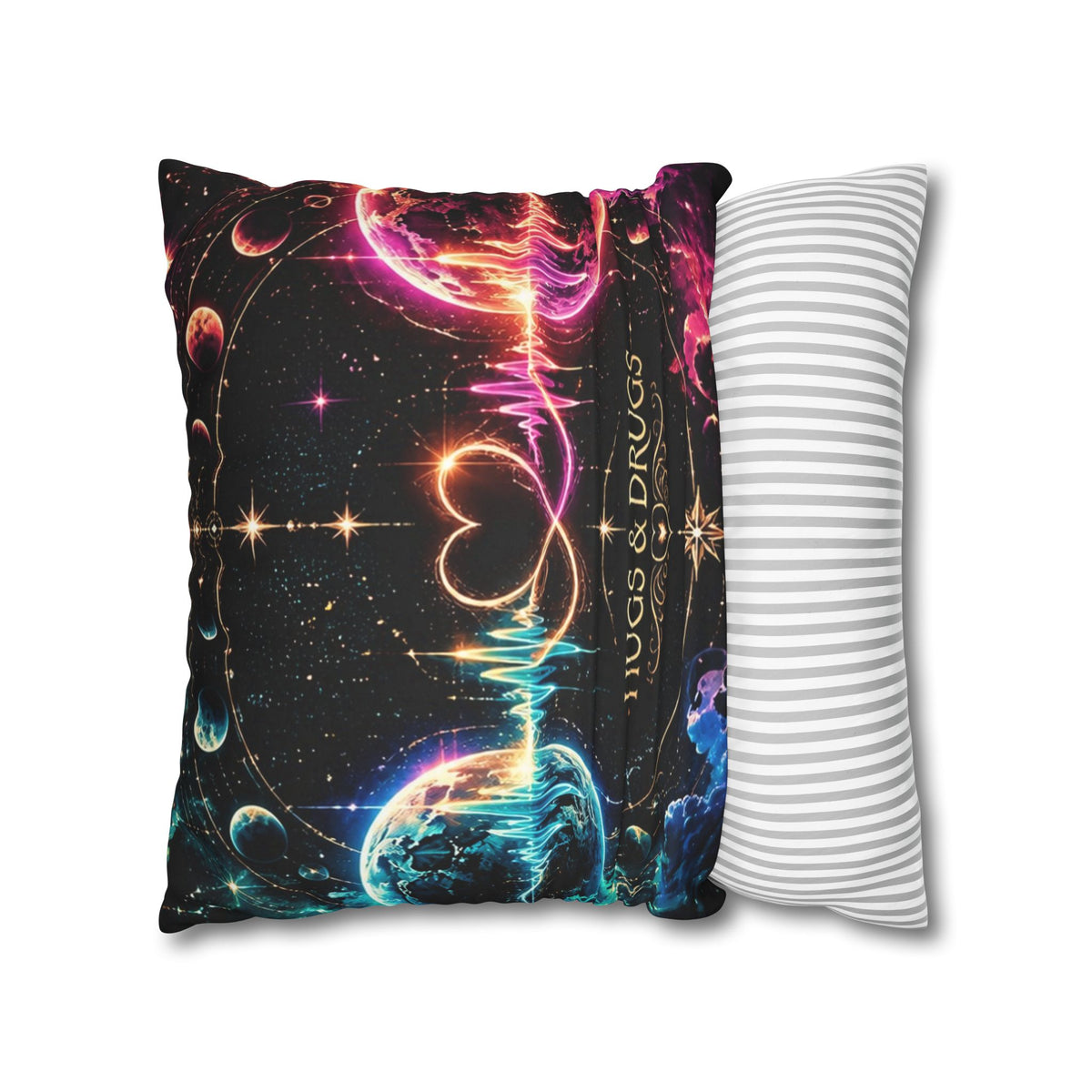 Different Worlds, Same Connection | Neon Heart Throw Pillow Cover | Hugs & Drugs