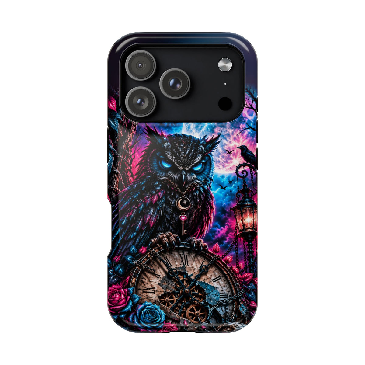 Mystical Owl Phone Case – Dark Fantasy Owl & Roses Magnetic Case for iPhone & Samsung Galaxy