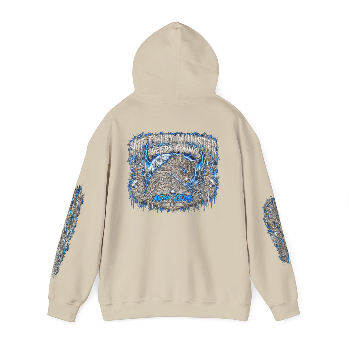 Wolf Alpha Club Hoodie – Hugs & Drugs Unisex Wolf Graphic Sweatshirt | Edgy Streetwear