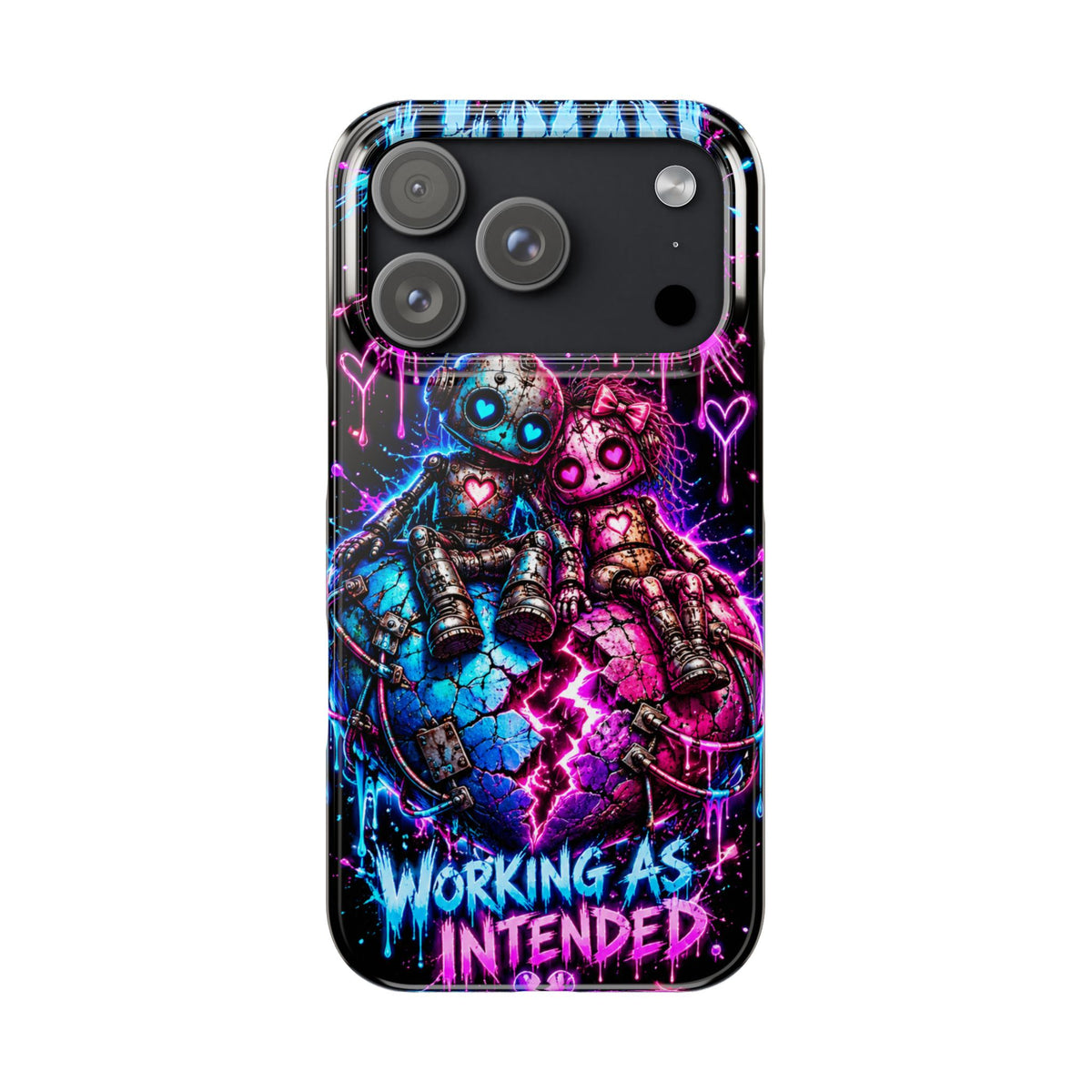Human Error – Working As Intended Slim iPhone Case | Neon Robot Graphic Phone Cover