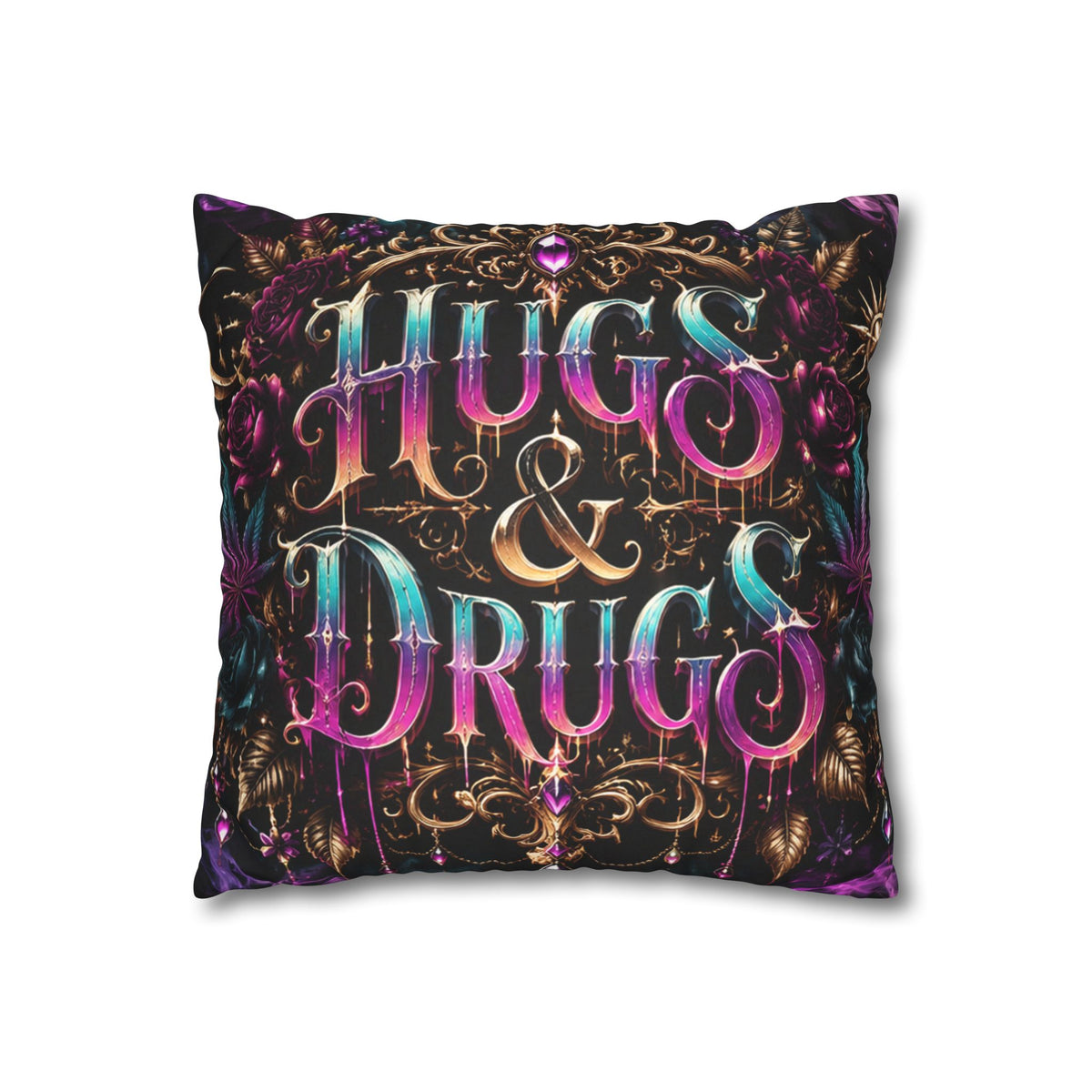 Soft But Sinister Gothic Throw Pillow Cover | Dark Fantasy Decor | Hugs & Drugs