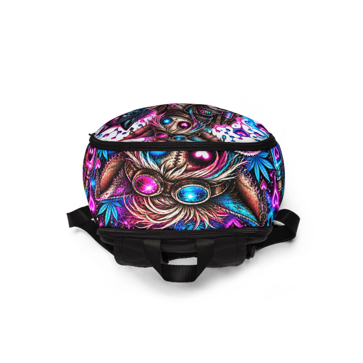 Hugs & Drugs Neon Graffiti Backpack | Psychedelic Street Art Bag