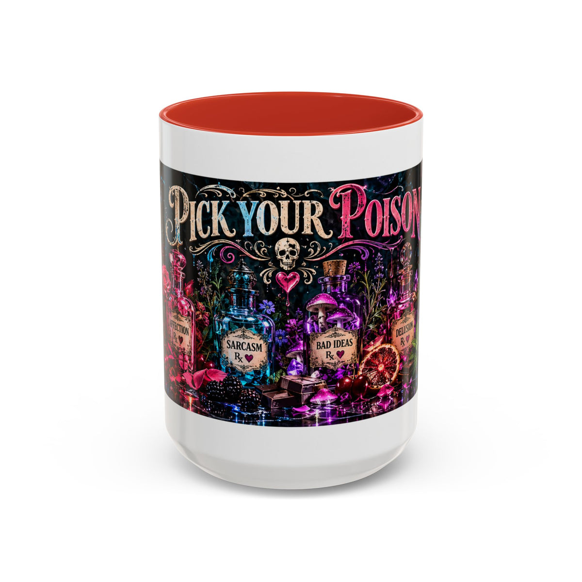 Pick Your Poison Coffee Mug | Gothic Apothecary & Psychedelic Mushroom Art | 11oz & 15oz