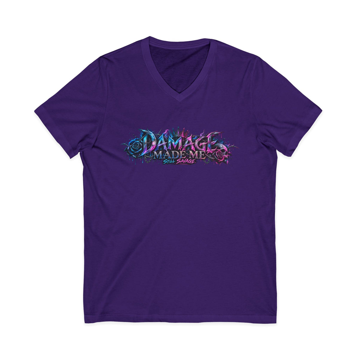 Damage Made Me Still Savage V-Neck T-Shirt | Still Here Graphic Tee | Resilience Streetwear