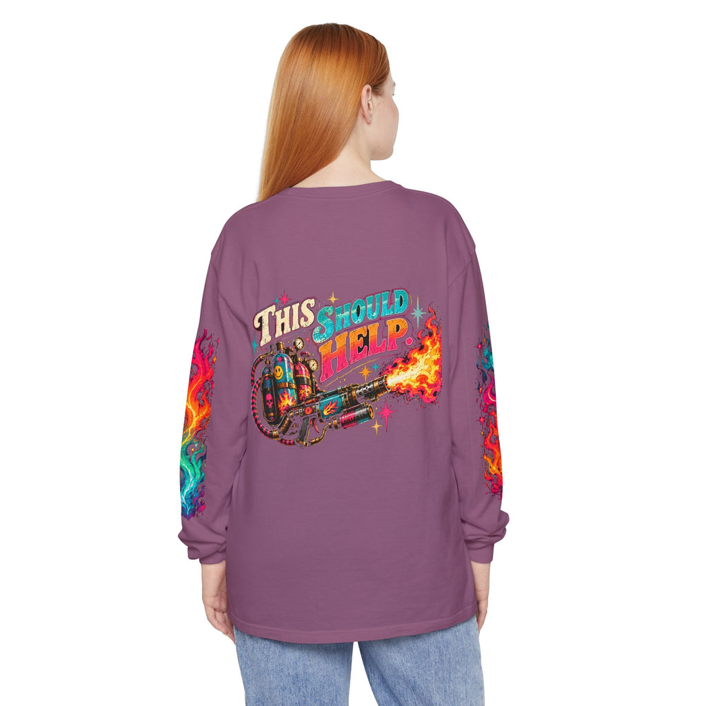 My Emotional Support Long Sleeve Shirt | This Should Help Graphic Tee | Unisex Comfort Colors