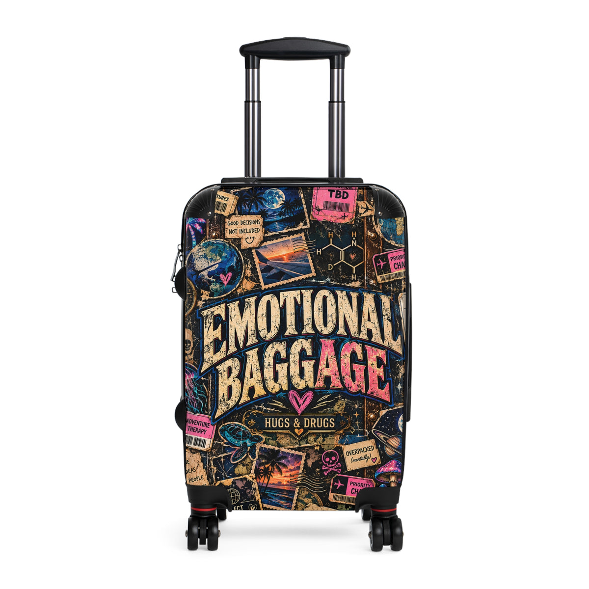 Emotional Baggage Suitcase | Funny Vintage Travel Luggage | Sarcastic Hard Shell Rolling Suitcase