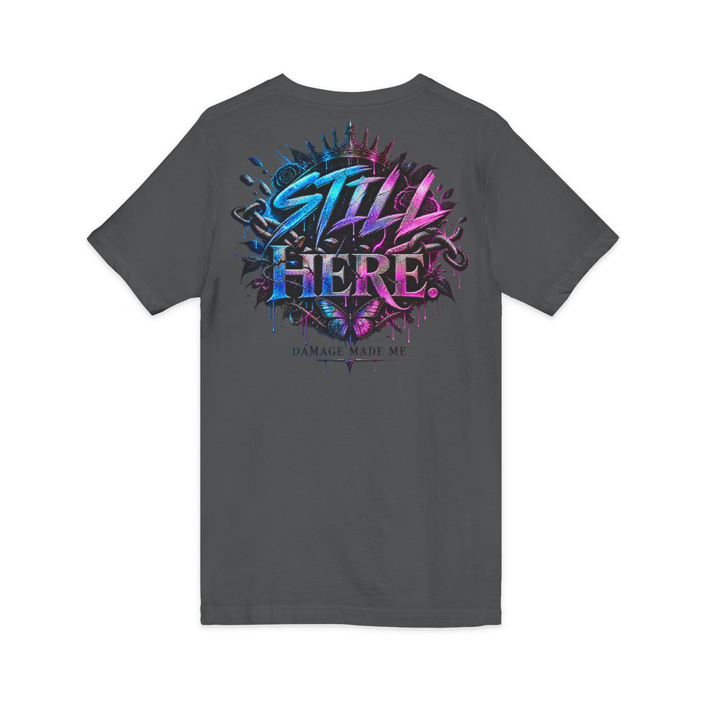 Damage Made Me Still Savage V-Neck T-Shirt | Still Here Graphic Tee | Resilience Streetwear