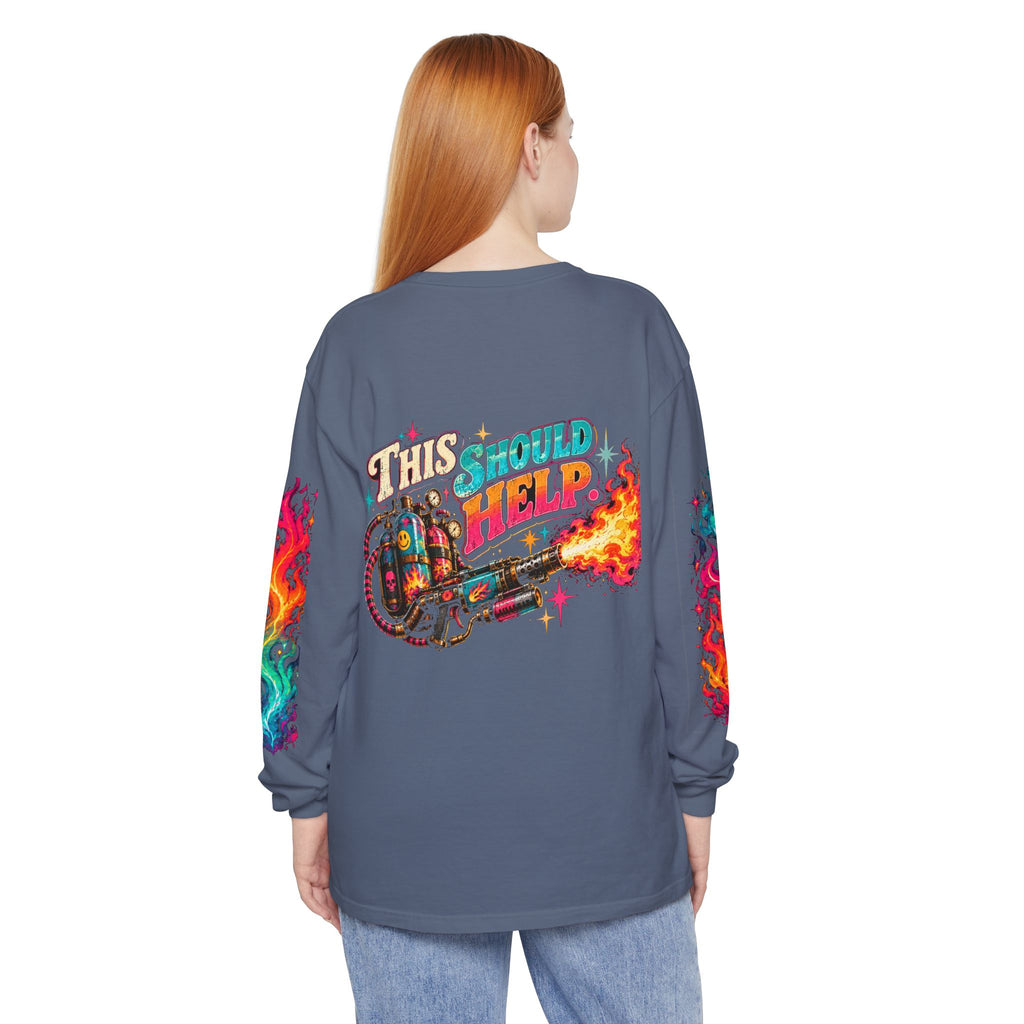 My Emotional Support Long Sleeve Shirt | This Should Help Graphic Tee | Unisex Comfort Colors