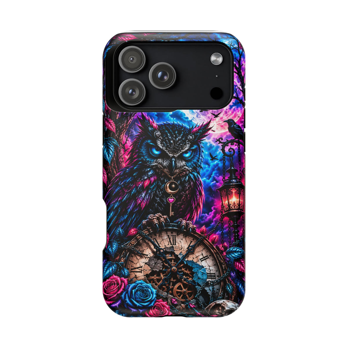 Mystical Owl Phone Case – Dark Fantasy Owl & Roses Magnetic Case for iPhone & Samsung Galaxy
