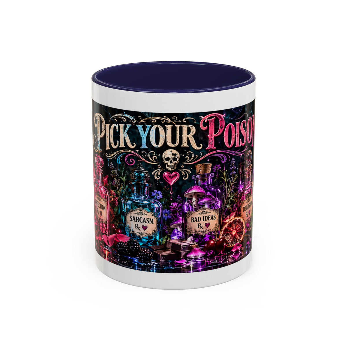 Pick Your Poison Coffee Mug | Gothic Apothecary & Psychedelic Mushroom Art | 11oz & 15oz