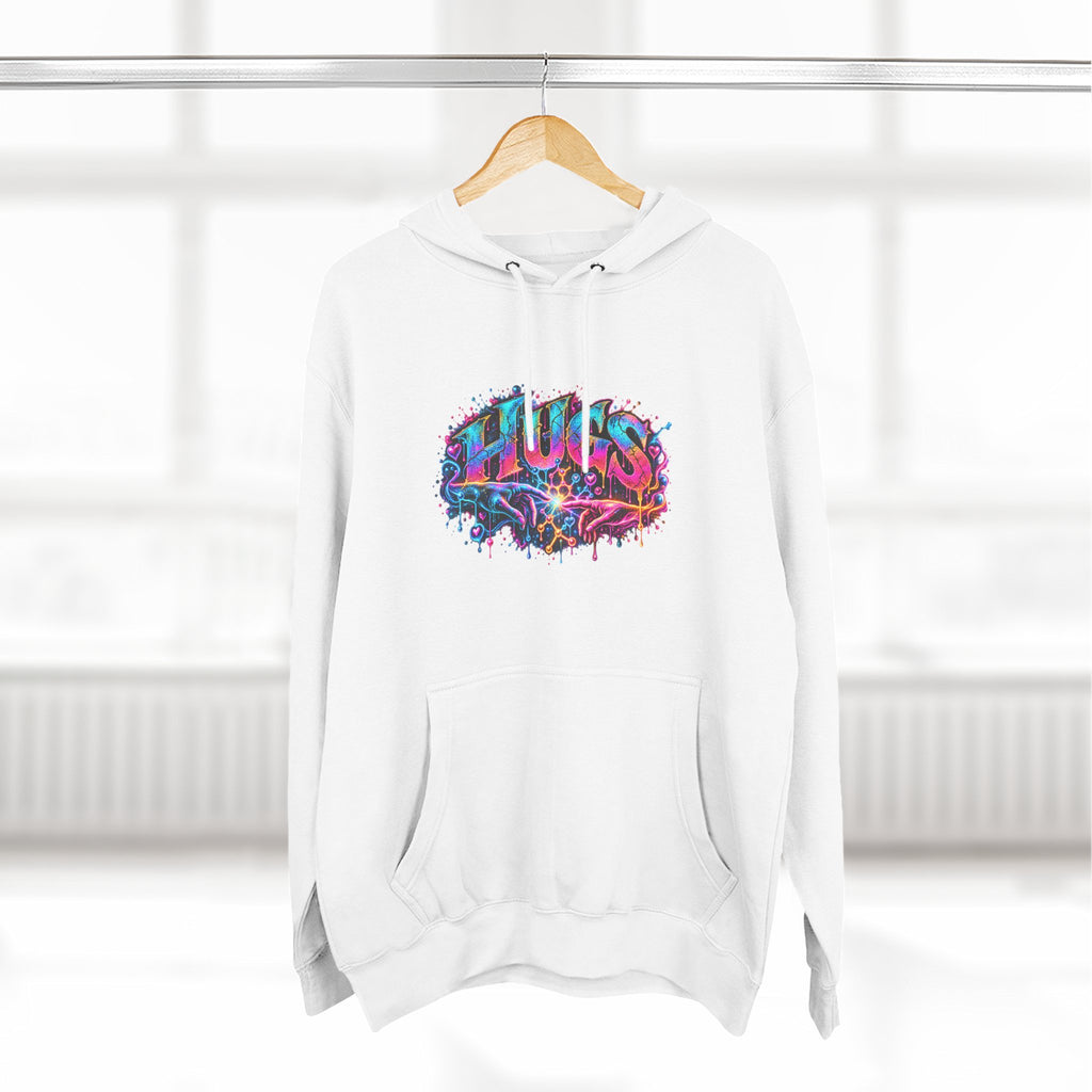 Neon HUGS Hoodie | Psychedelic Graffiti Graphic Fleece Sweatshirt