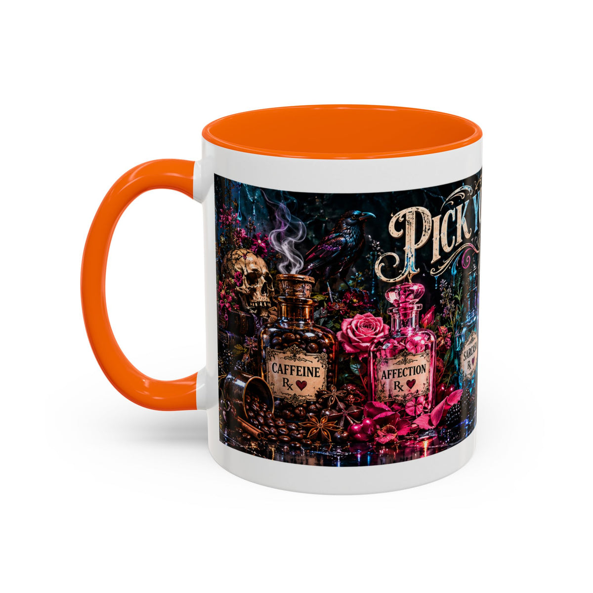 Pick Your Poison Coffee Mug | Gothic Apothecary & Psychedelic Mushroom Art | 11oz & 15oz