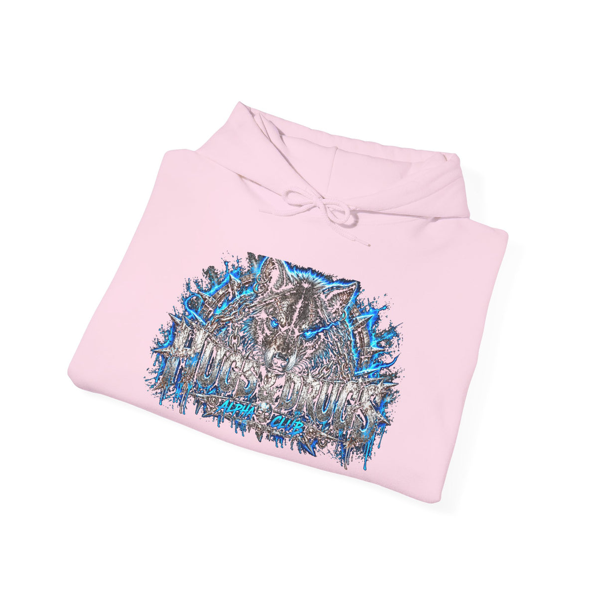 Wolf Alpha Club Hoodie – Hugs & Drugs Unisex Wolf Graphic Sweatshirt | Edgy Streetwear