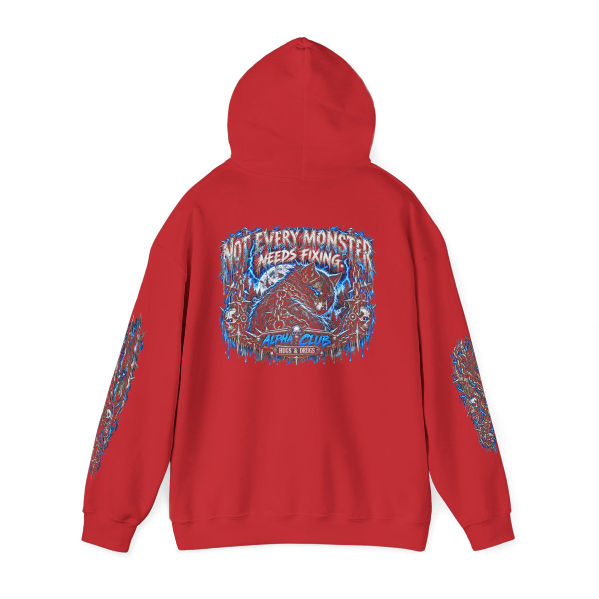 Wolf Alpha Club Hoodie – Hugs & Drugs Unisex Wolf Graphic Sweatshirt | Edgy Streetwear