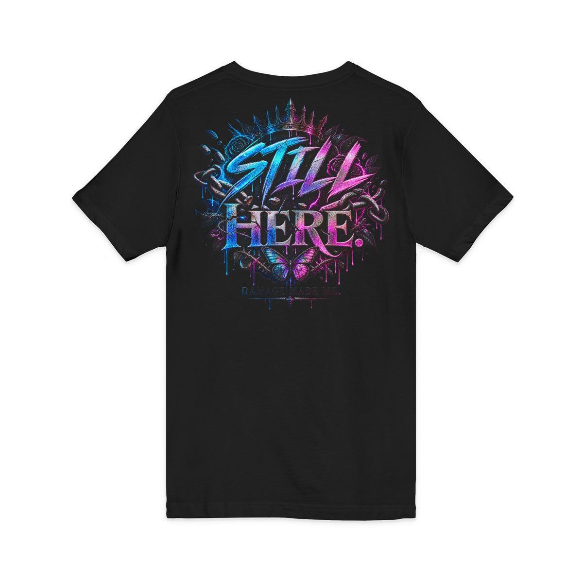 Damage Made Me Still Savage V-Neck T-Shirt | Still Here Graphic Tee | Resilience Streetwear