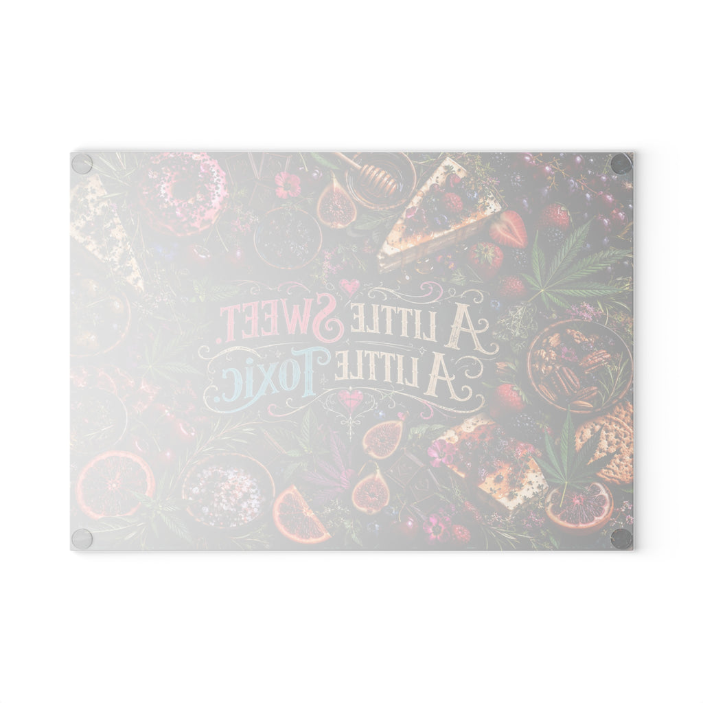 A Little Sweet A Little Toxic Glass Cutting Board | Colorful Gothic Kitchen Decor | Hugs & Drugs