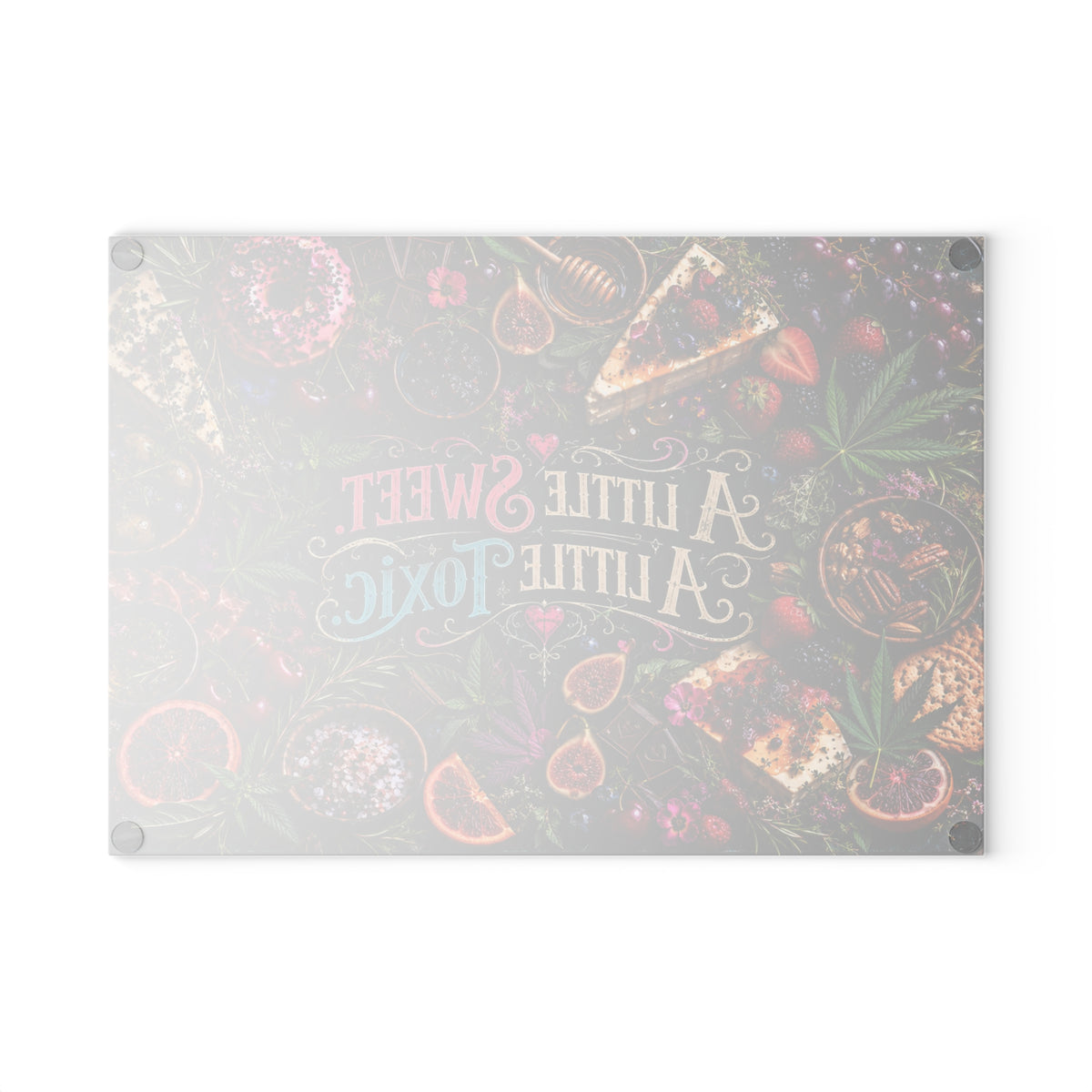 A Little Sweet A Little Toxic Glass Cutting Board | Colorful Gothic Kitchen Decor | Hugs & Drugs