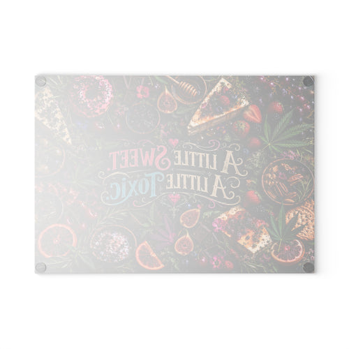 A Little Sweet A Little Toxic Glass Cutting Board | Colorful Gothic Kitchen Decor | Hugs & Drugs