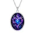 Soul on Fire Necklace | Blue Flame Heart Oval Pendant | Jewelry for Women