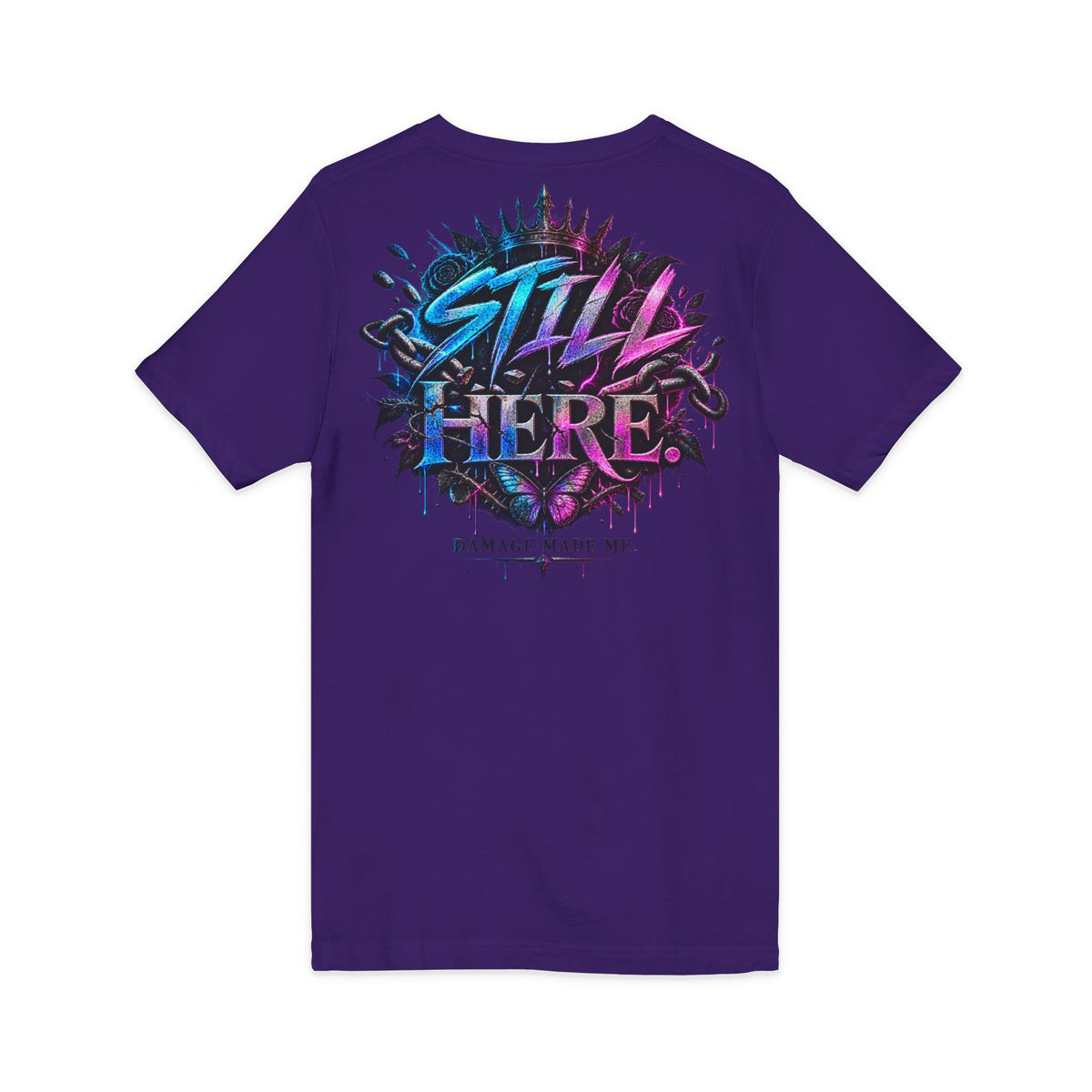 Damage Made Me Still Savage V-Neck T-Shirt | Still Here Graphic Tee | Resilience Streetwear