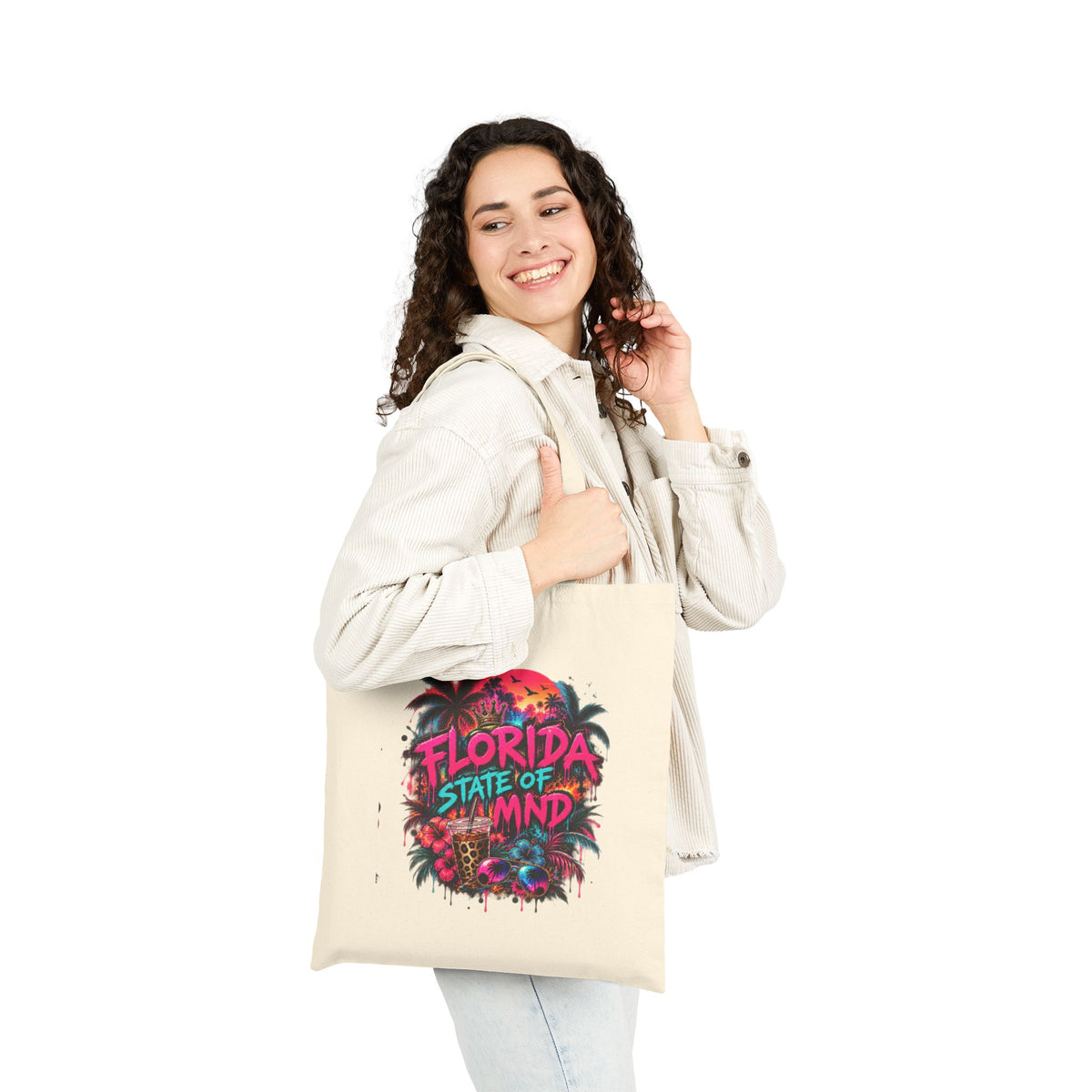 Florida State of Mind Alligator Tote Bag | Colorful Florida Gator Canvas Shopping Bag