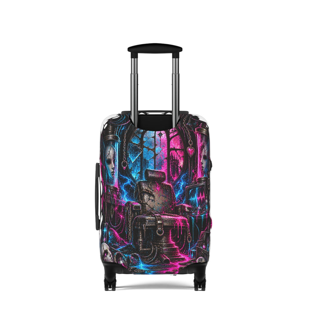 Neon Gothic Fantasy Luggage Cover | Dark Surreal Travel Suitcase Protector