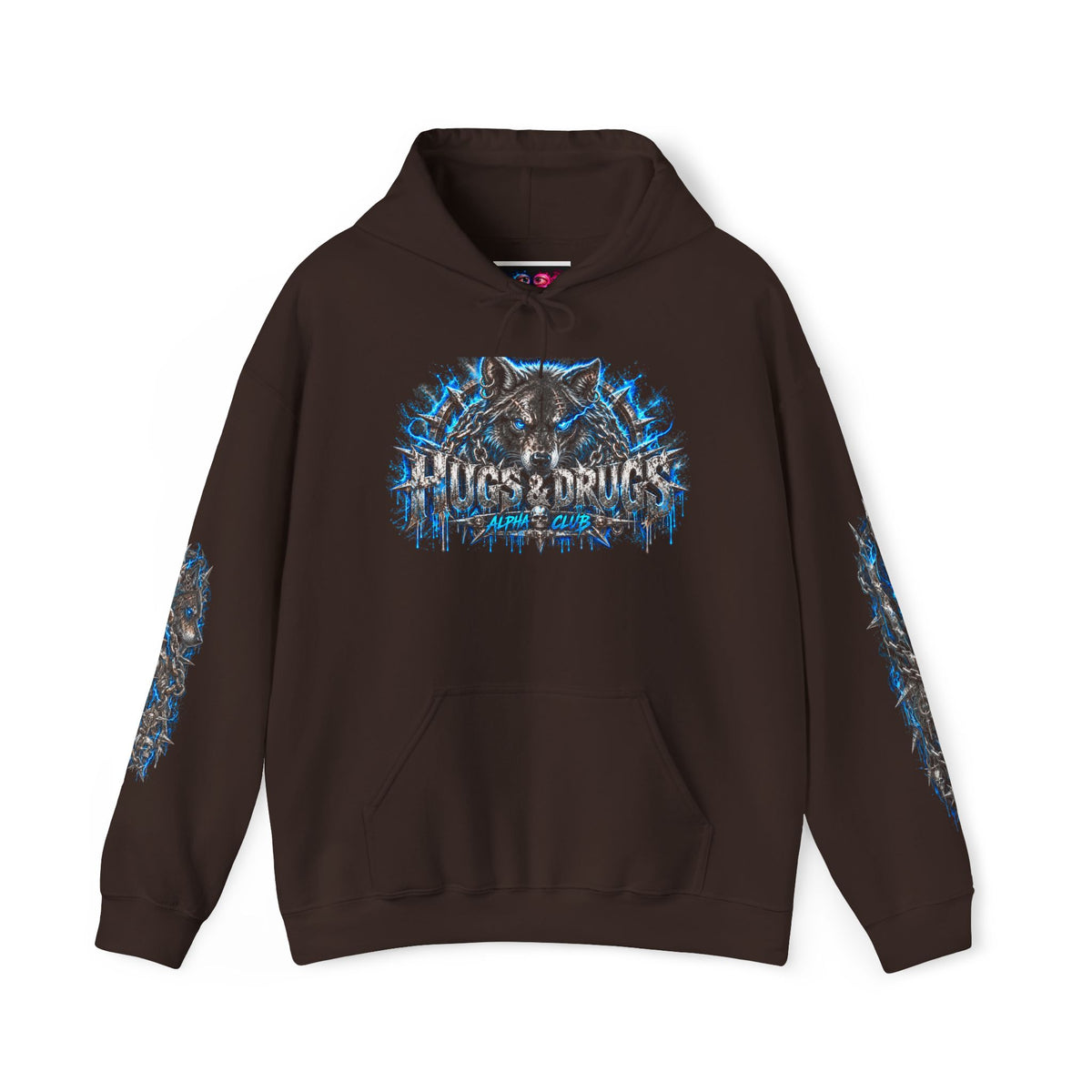 Wolf Alpha Club Hoodie – Hugs & Drugs Unisex Wolf Graphic Sweatshirt | Edgy Streetwear
