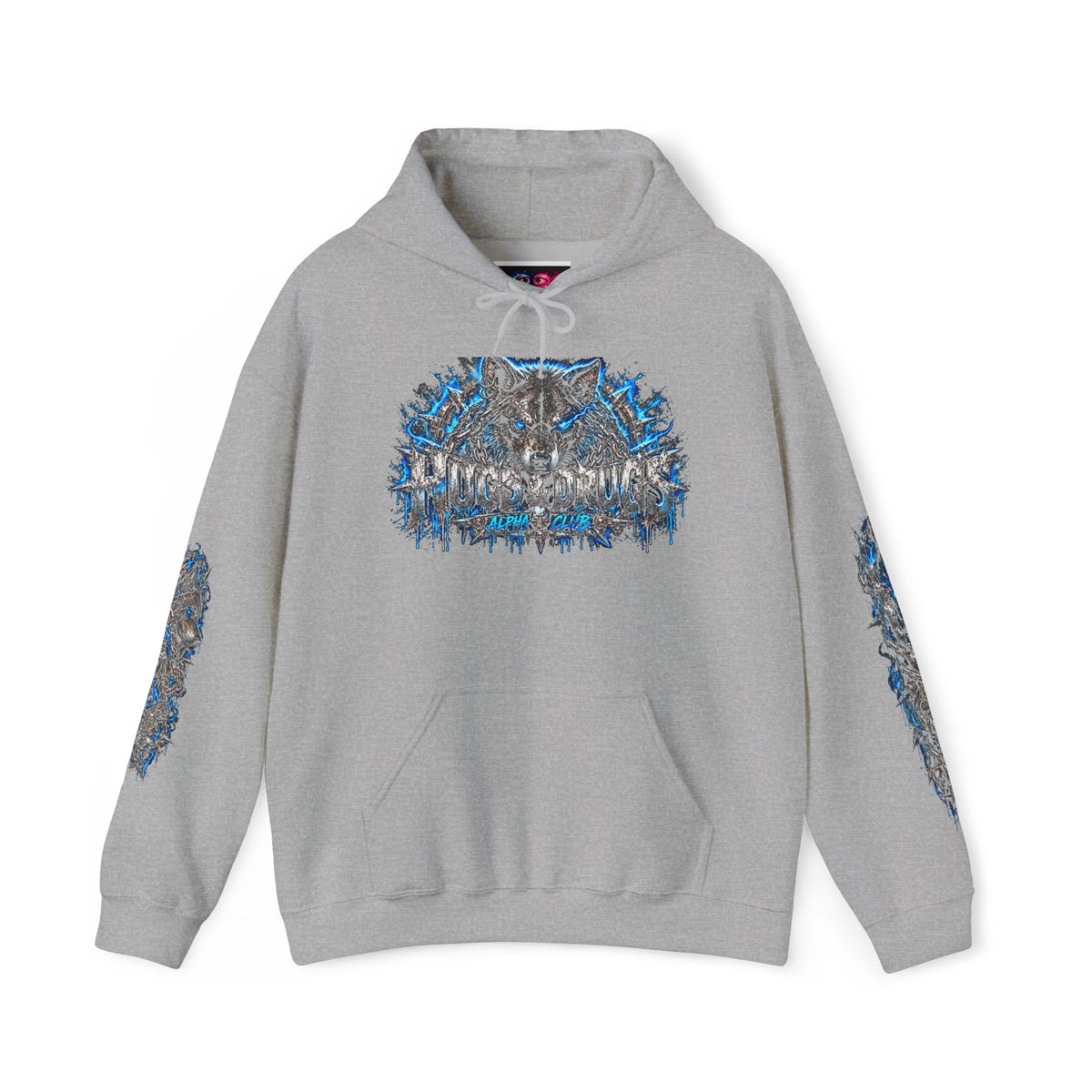 Wolf Alpha Club Hoodie – Hugs & Drugs Unisex Wolf Graphic Sweatshirt | Edgy Streetwear