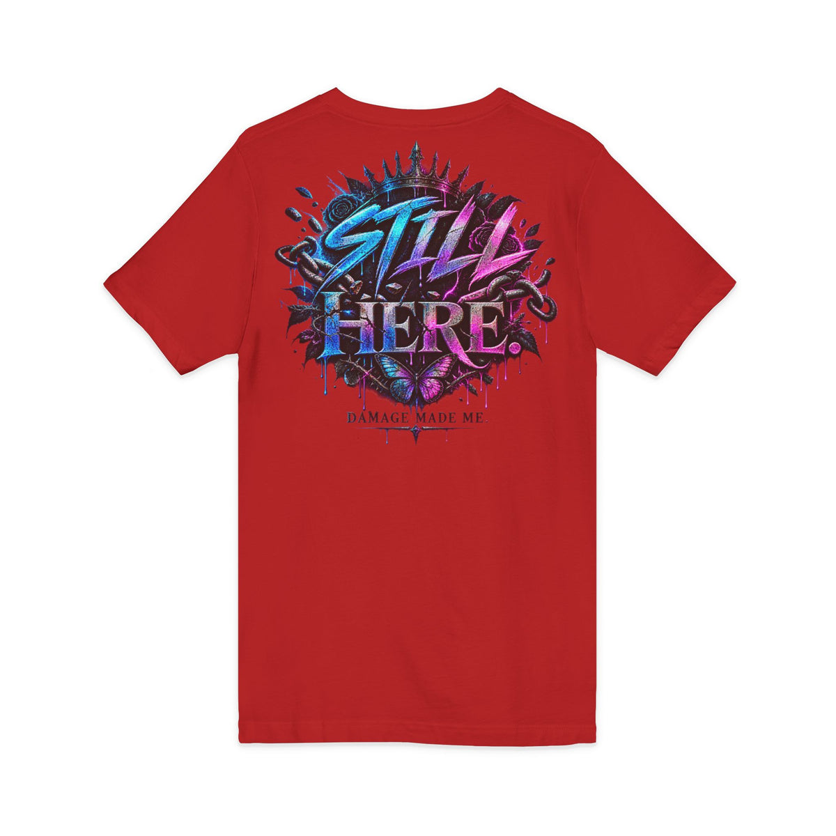 Damage Made Me Still Savage V-Neck T-Shirt | Still Here Graphic Tee | Resilience Streetwear