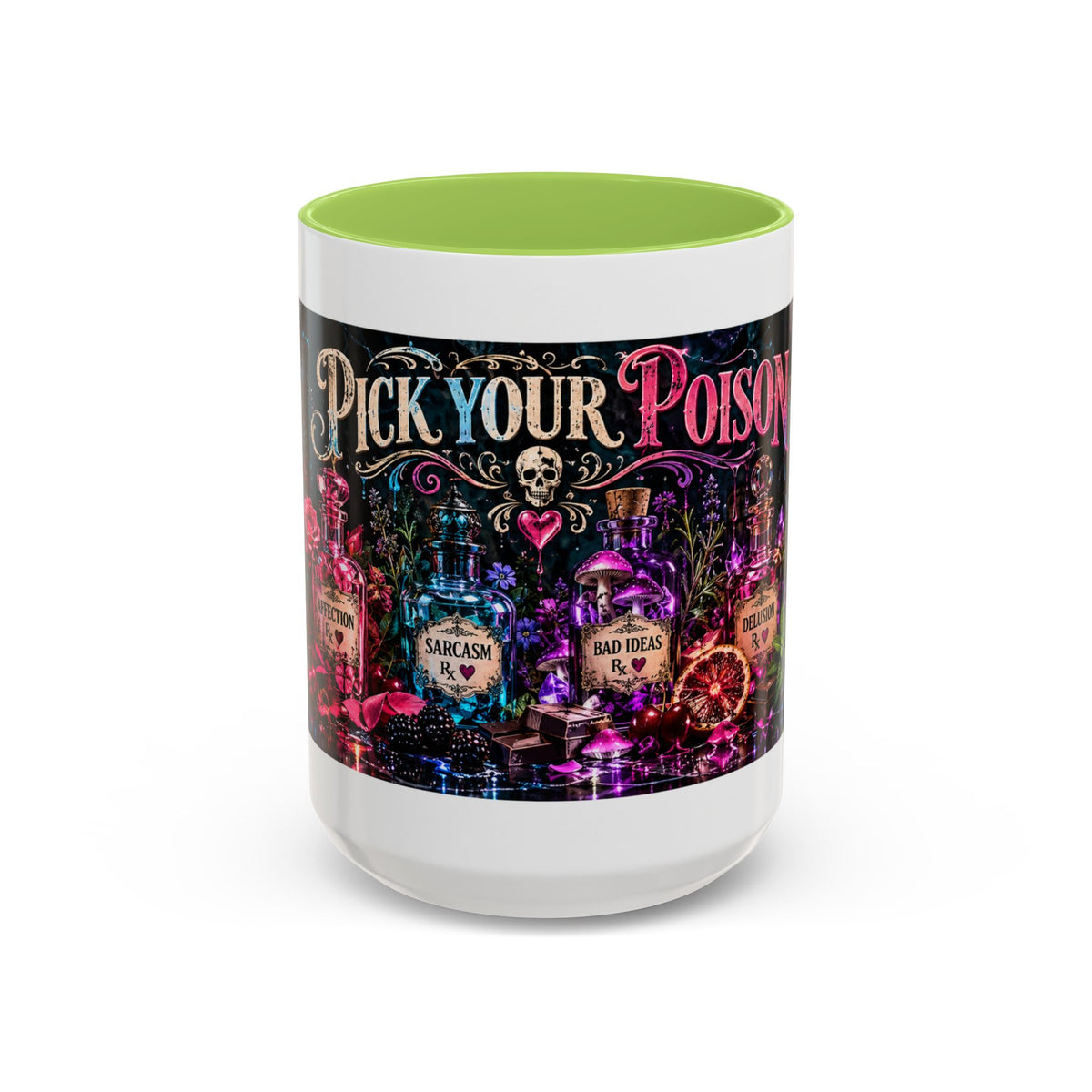 Pick Your Poison Coffee Mug | Gothic Apothecary & Psychedelic Mushroom Art | 11oz & 15oz