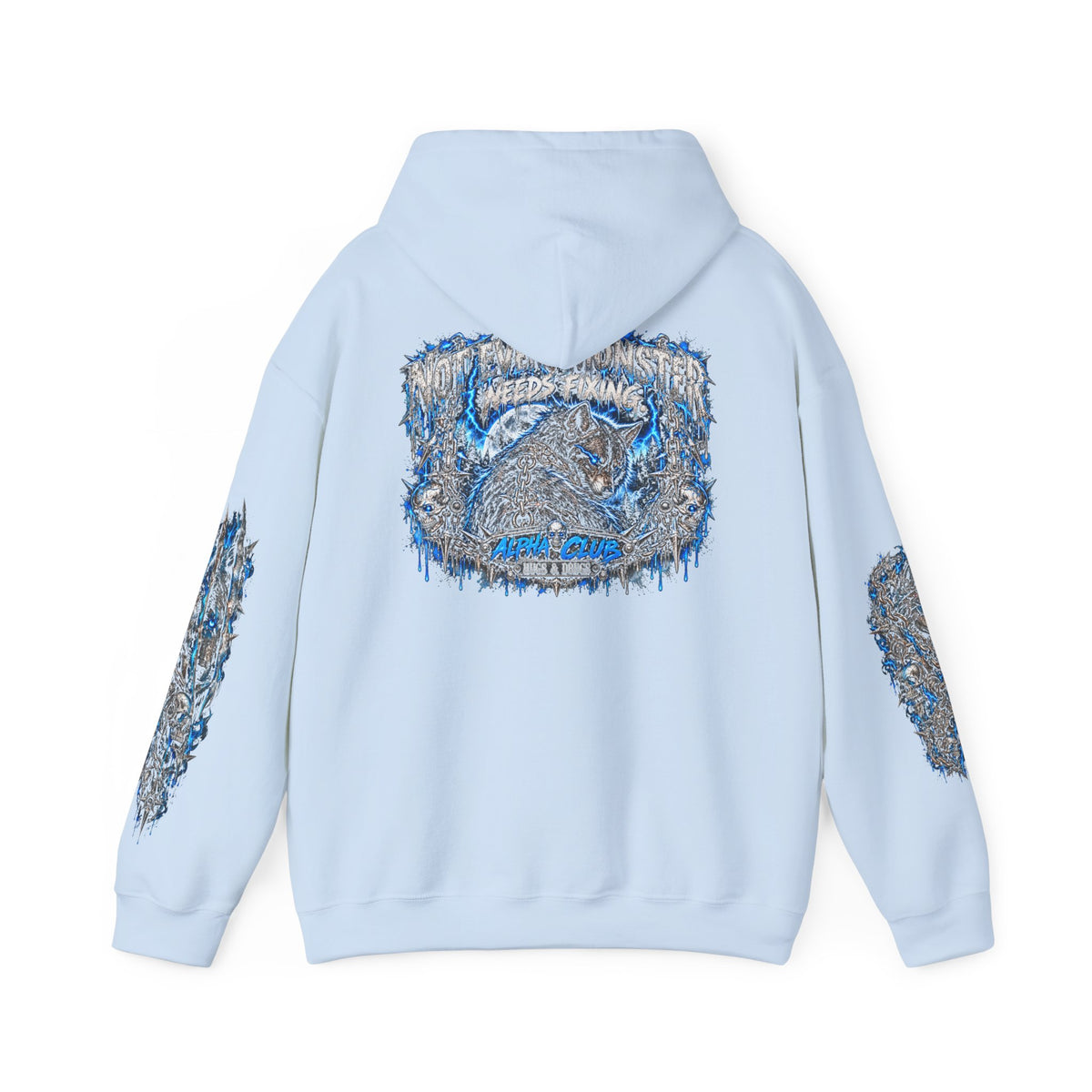 Wolf Alpha Club Hoodie – Hugs & Drugs Unisex Wolf Graphic Sweatshirt | Edgy Streetwear
