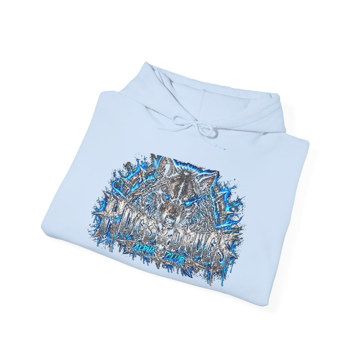 Wolf Alpha Club Hoodie – Hugs & Drugs Unisex Wolf Graphic Sweatshirt | Edgy Streetwear