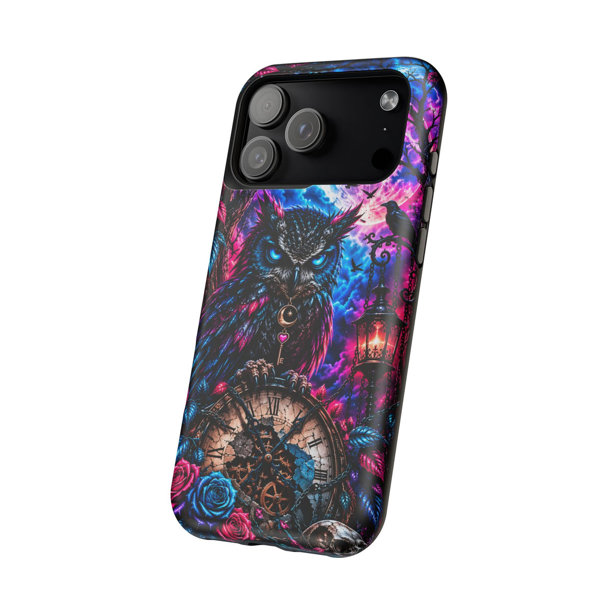 Mystical Owl Phone Case – Dark Fantasy Owl & Roses Magnetic Case for iPhone & Samsung Galaxy
