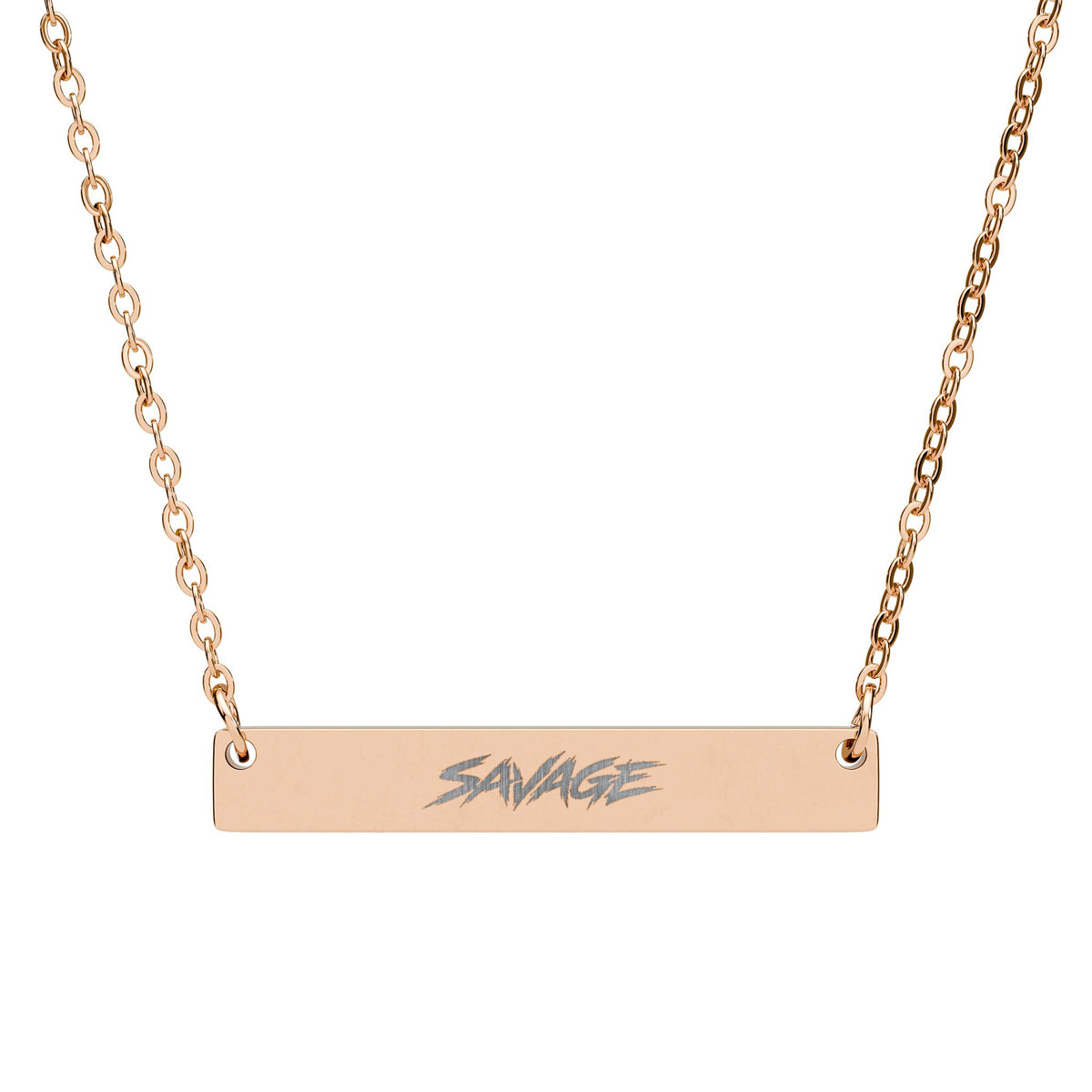 SAVAGE Engraved Bar Necklace | Gothic Stainless Steel Jewelry | Wonderfully Savage