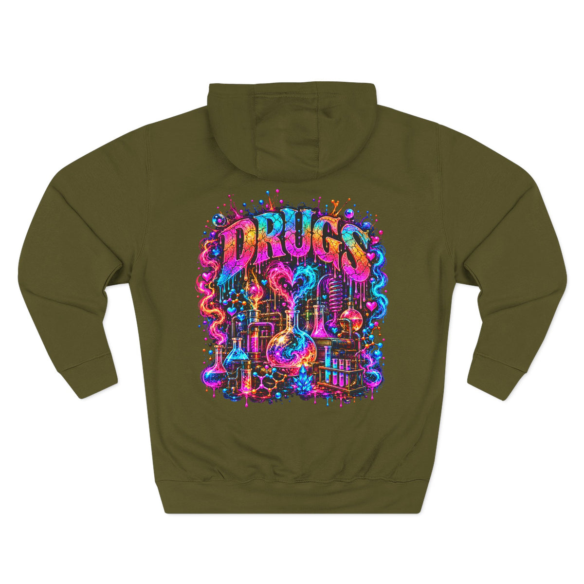 Neon HUGS Hoodie | Psychedelic Graffiti Graphic Fleece Sweatshirt