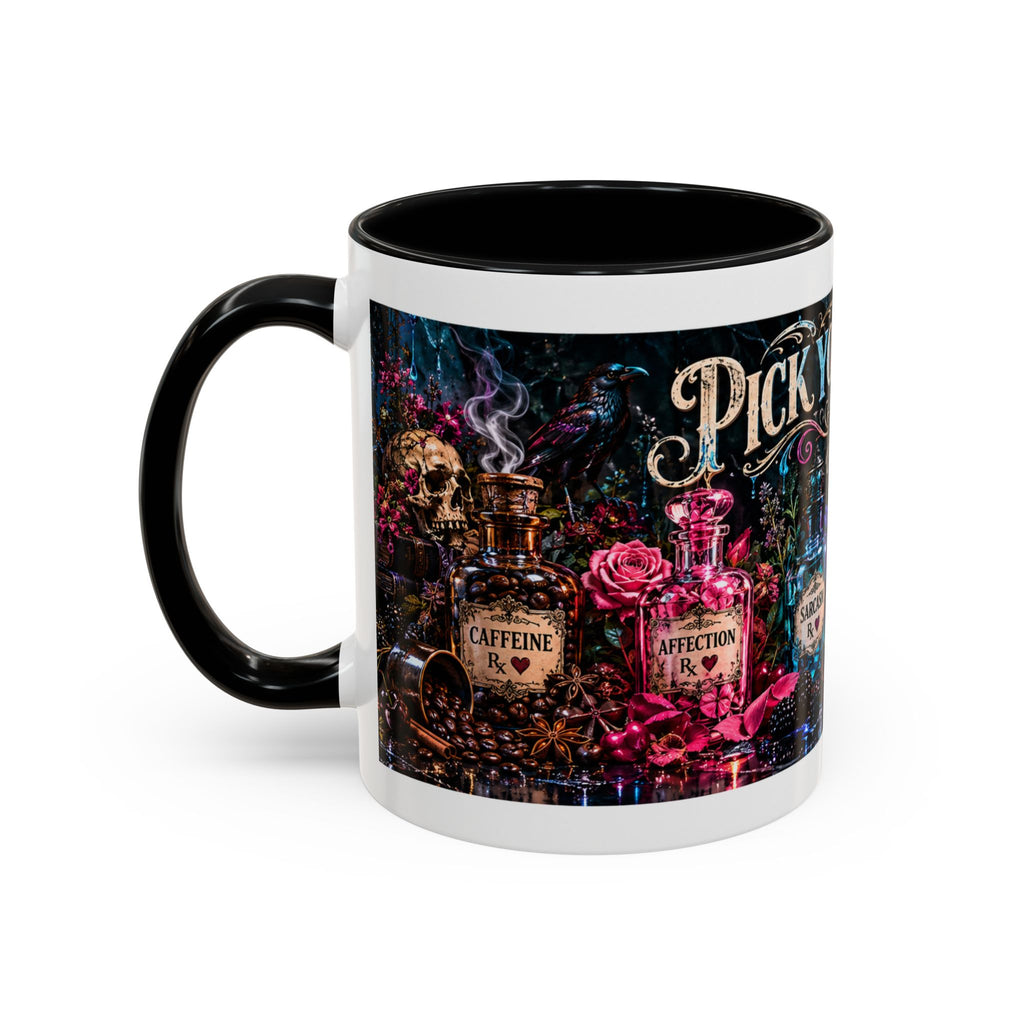 Pick Your Poison Coffee Mug | Gothic Apothecary & Psychedelic Mushroom Art | 11oz & 15oz