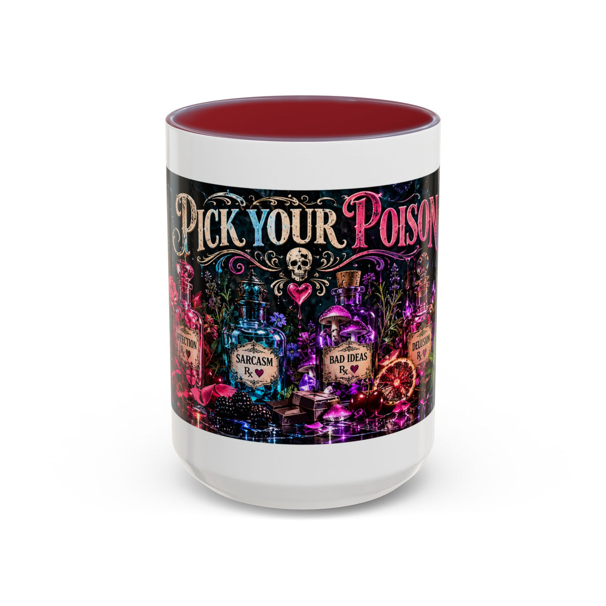 Pick Your Poison Coffee Mug | Gothic Apothecary & Psychedelic Mushroom Art | 11oz & 15oz